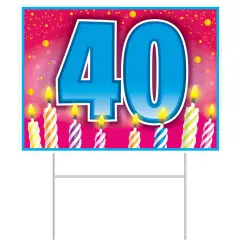 Plastic40Birthday Yard Sign, (Pack of 6)
