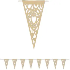 Die-Cut Kraft Paper Heart Pennant Banner (Pack of 12)