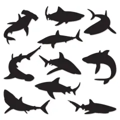 Shark Silhouettes, (Pack Of 12)