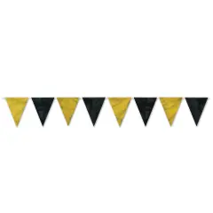 Black & Gold Pennant Banner (Pack of 12)