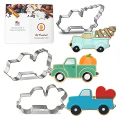 CookieCutter.com Holiday Truck Cookie Cutter 3 Piece Set, Truck with Tree, Pumpkin, Heart, USA