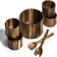 7 Piece - Extra Large Salad Bowl with Servers and 4 Individuals