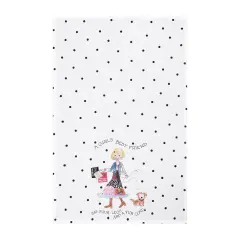 Peace Love & Puppies Printed Flour Sack Kitchen Towel White 18" X 27" Embroidered Machine Washable Decor Decoration