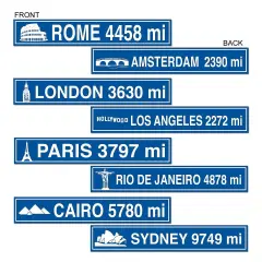 Travel Street Sign Cutouts (Pack of 12)