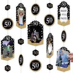 Big Dot of Happiness Adult 50th Birthday - Gold - Birthday Party Vertical Photo Garland 35 Pieces