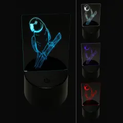 Indian Ring-Necked Parakeet Rose-Ringed Bird Parrot 3D Illusion LED Night Light Sign Nightstand Desk Lamp