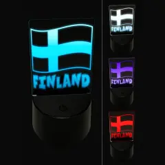 Finland with Waving Flag Cute 3D Illusion LED Night Light Sign Nightstand Desk Lamp