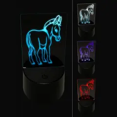 Donkey Looking Over Shoulder Butt 3D Illusion LED Night Light Sign Nightstand Desk Lamp