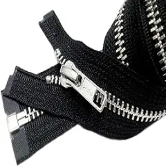 YKK 23" Jacket Zipper YKK #5 Aluminum Metal - Medium Weight Separating - Color Black 580 (1 Zipper/Pack)