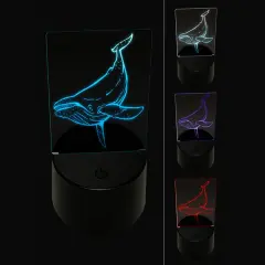 Humpback Whale 3D Illusion LED Night Light Sign Nightstand Desk Lamp