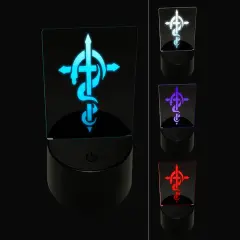 Brazen Serpent on Cross Good and Evil 3D Illusion LED Night Light Sign Nightstand Desk Lamp