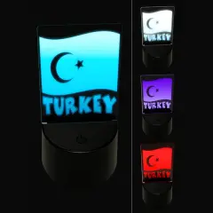 Turkey with Waving Flag Cute 3D Illusion LED Night Light Sign Nightstand Desk Lamp