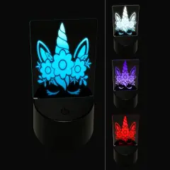 Pretty Sleepy Unicorn Face 3D Illusion LED Night Light Sign Nightstand Desk Lamp