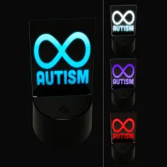 Autism Awareness Infinity Symbol 3D Illusion LED Night Light Sign Nightstand Desk Lamp