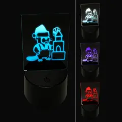 Christmas Santa Beaver 3D Illusion LED Night Light Sign Nightstand Desk Lamp