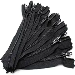 YKK 8" Zipper Nylon Coil Zippers Made in USA~ Closed Bottom ~ 580 Black (10 Zippers/Pack)