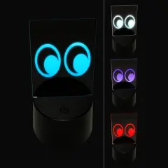 Cute Cartoon Eyes Looking to Side 3D Illusion LED Night Light Sign Nightstand Desk Lamp