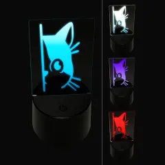 Curious Kitty Cat Hiding Peeking Around Corner 3D Illusion LED Night Light Sign Nightstand Desk Lamp