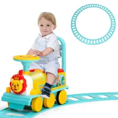 6V Electric Kids Ride On Train with 16 Pieces Tracks Blue