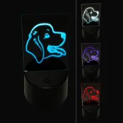 Golden Retriever Head 3D Illusion LED Night Light Sign Nightstand Desk Lamp