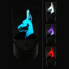 Alert Doberman Pinscher Guard Dog 3D Illusion LED Night Light Sign Nightstand Desk Lamp