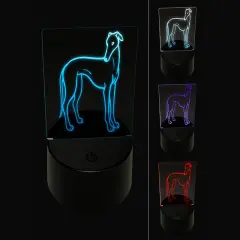 Affectionate Greyhound Pet Dog 3D Illusion LED Night Light Sign Nightstand Desk Lamp
