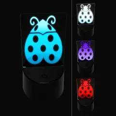 Love Bug Heart Shaped Ladybug 3D Illusion LED Night Light Sign Nightstand Desk Lamp