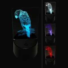 African Grey Parrot on a Branch 3D Illusion LED Night Light Sign Nightstand Desk Lamp