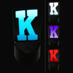 Letter K Uppercase Fun Bold Font 3D Illusion LED Night Light Sign Nightstand Desk Lamp