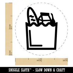 Groceries Grocery Store Icon Self-Inking Rubber Stamp for Stamping Crafting Planners Brown