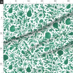 Various Fabrics by the Yard or Fat Quarter Botanical Floral Jade Green White Vintage Emerald Large Scale Custom Printed Fabric by Spoonflower