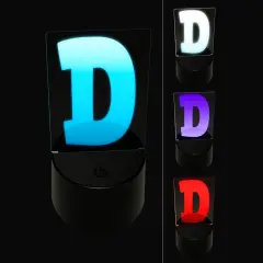 Letter D Uppercase Fun Bold Font 3D Illusion LED Night Light Sign Nightstand Desk Lamp