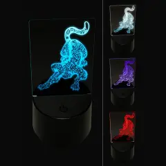 Fierce Crouching Jaguar Jungle Cat 3D Illusion LED Night Light Sign Nightstand Desk Lamp