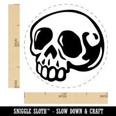 Creepy Skull Halloween Self-Inking Rubber Stamp for Stamping Crafting Planners Pink