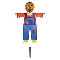 In the Breeze 2485 &mdash; Pumpkin Scarecrow Ground Ball Spinner &mdash; Autumn Halloween Yard D&eacute;cor Wind Spinner