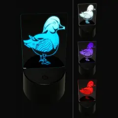Elegant Wood Duck 3D Illusion LED Night Light Sign Nightstand Desk Lamp