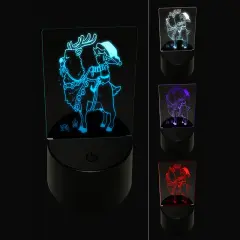 Christmas Elf Riding Hungry Reindeer 3D Illusion LED Night Light Sign Nightstand Desk Lamp