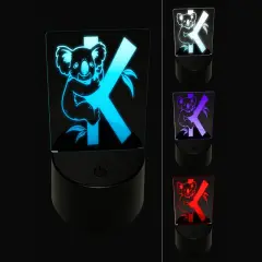 Animal Alphabet Letter K for Koala 3D Illusion LED Night Light Sign Nightstand Desk Lamp