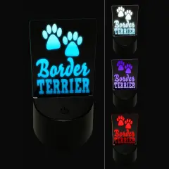 Border Terrier Dog Paw Prints Fun Text 3D Illusion LED Night Light Sign Nightstand Desk Lamp