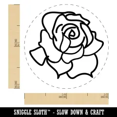 Blooming Open Rose Flower Outline Self-Inking Rubber Stamp for Stamping Crafting Planners Dry Pad (No Ink)