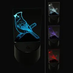 Perky Tufted Titmouse Bird 3D Illusion LED Night Light Sign Nightstand Desk Lamp