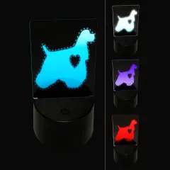 American Cocker Spaniel Dog with Heart 3D Illusion LED Night Light Sign Nightstand Desk Lamp