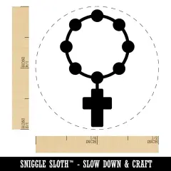 Rosary Catholic Symbol Self-Inking Rubber Stamp for Stamping Crafting Planners Brown