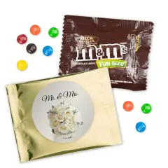 12 Pcs Floral Wedding Candy M&M's Party Favor Packs - Milk Chocolate