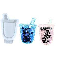 UV Safe Boba Tea Shaker Badge Reel or Phone Grip Shaker Silicone Mold for Epoxy and UV Resin Art