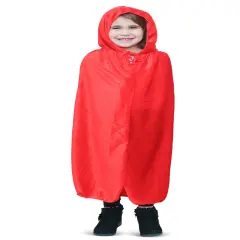 Red Kids Velvet Hooded Cape - Superhero Halloween Costume Cloak with Hood