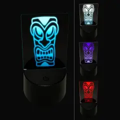 Hawaiian Tiki Head 3D Illusion LED Night Light Sign Nightstand Desk Lamp