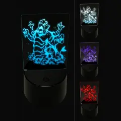 Kraken Titan Clashing with Waves 3D Illusion LED Night Light Sign Nightstand Desk Lamp