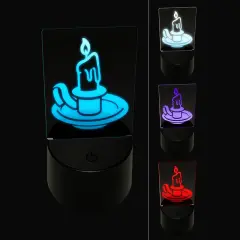 Candle on a Holder 3D Illusion LED Night Light Sign Nightstand Desk Lamp