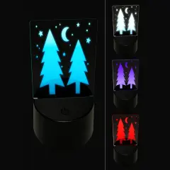 Evergreen Trees Night Sky 3D Illusion LED Night Light Sign Nightstand Desk Lamp